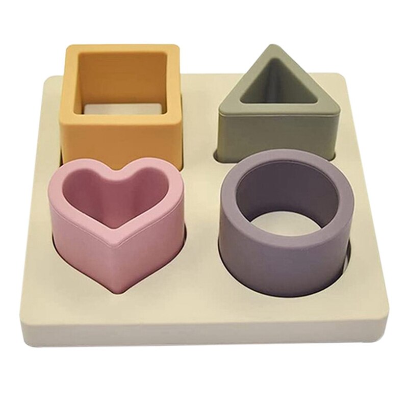 Baby Soft Nesting Sorting Stacking Toys Silicone Block Shape Toys Recognition Learning Development Toys Jigsaw Puzzles: Default Title