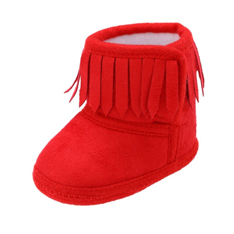 Peuter Schoenen Winter Snowboots Infant Zachte Bodem Baby Kwastje -Collectie Baby Schoenen Zachte Zool Anti-Slip crib Laarzen: Rood / 0-6 months
