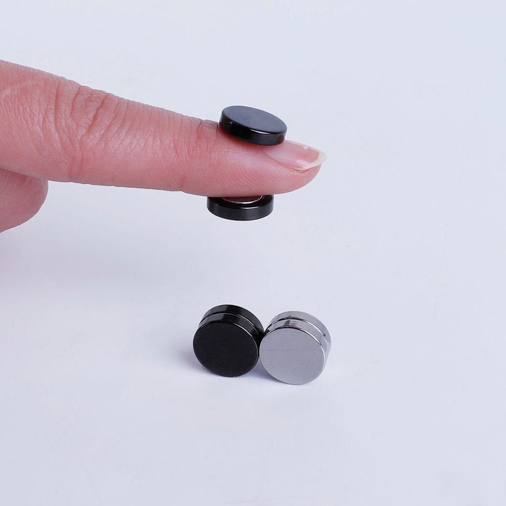 1pc Punk Titanium Steel Men Strong Magnet Magnetic Ear Clip Stud Set Non Piercing Earrings For Boyfriend Lover Jewelry