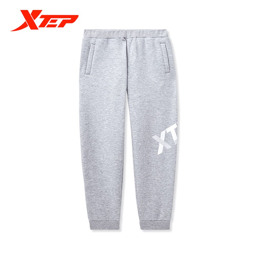 Spodnie dziecięce Xtep 2020 jesienne i zimowe spodnie chłopięce plus kaszmir ciepły tendencja zwykły spodnie sportowe 680426639028: lekki szary / 150cn