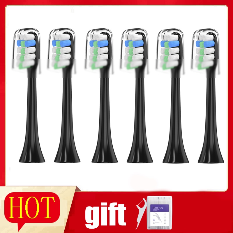 Tandbørstehoveder 6 stk udskiftning til xiaomi soocas  x3/x3u mijia  t300 til oclean x / zi / en elektrisk tandbørstehoveder