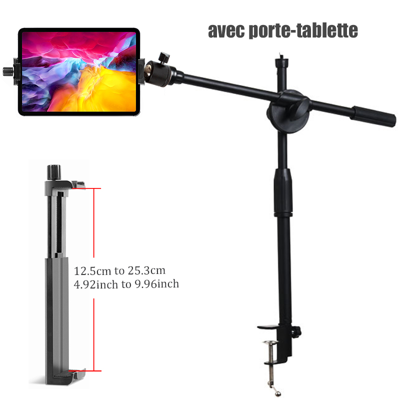 BFOLLOW Overhead Shooting Bracket Desk Clamp Mount for Mobile Phone Tablet DSLR Camera 10 inch Ring Light Video Top Down Stand