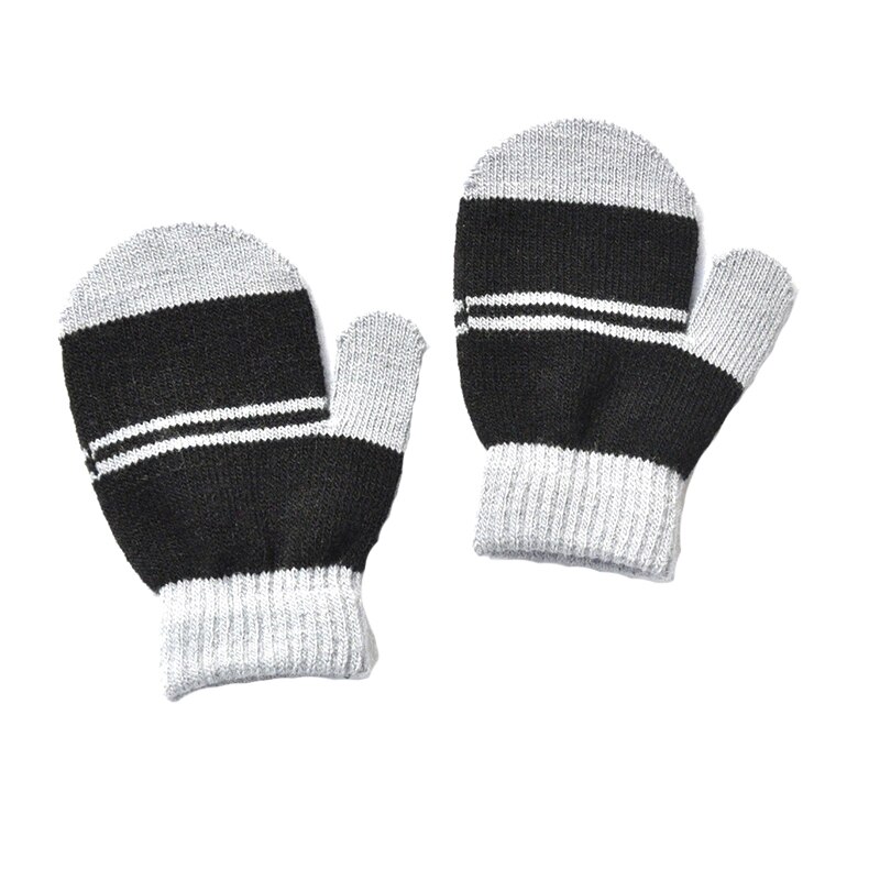 Crianças com idade de 1-4 anos, meninos e meninas envolto em luvas jardim de infância crianças inverno quente luvas de malha: Light grey and black