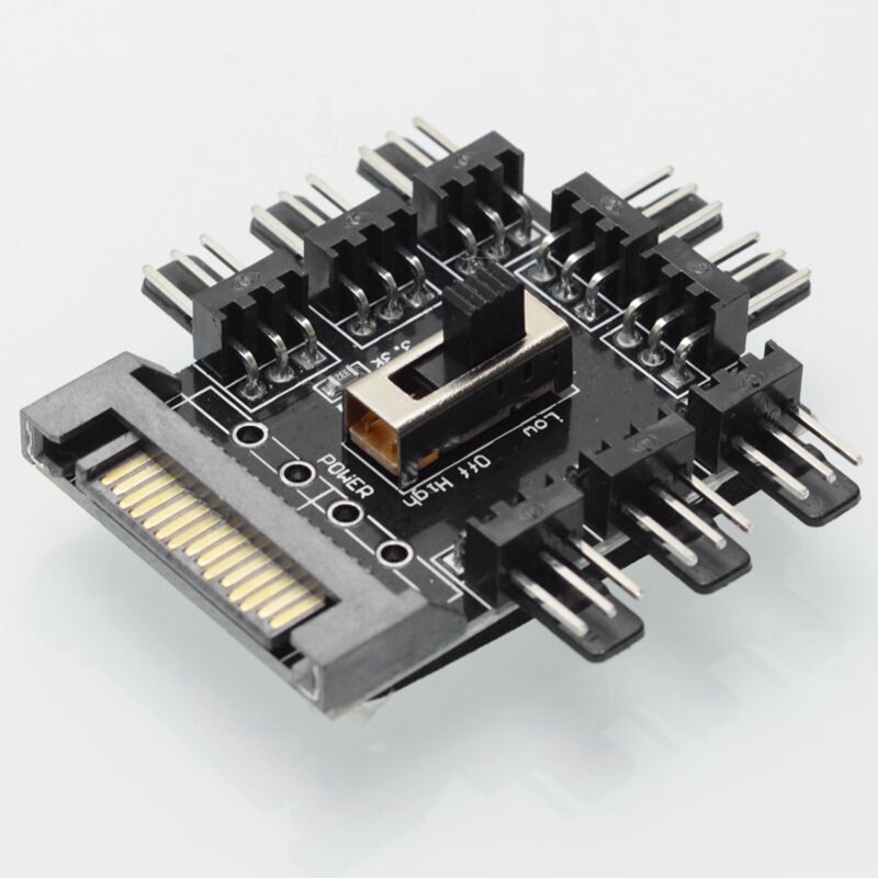 Multi Weg Splitter Lüfter Hub PC Computer SATA 1 zu 8 3Stift 12V Steckdose PCB Adapter XXM8 & PC