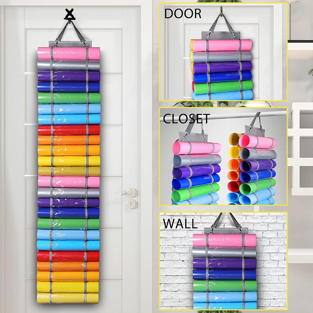 Vinyl Storage Organizer - Vinyl Roll Holder, Craft Vinyl Storage Rack, Hanging Organizer Storage with 48 Roll Compartments