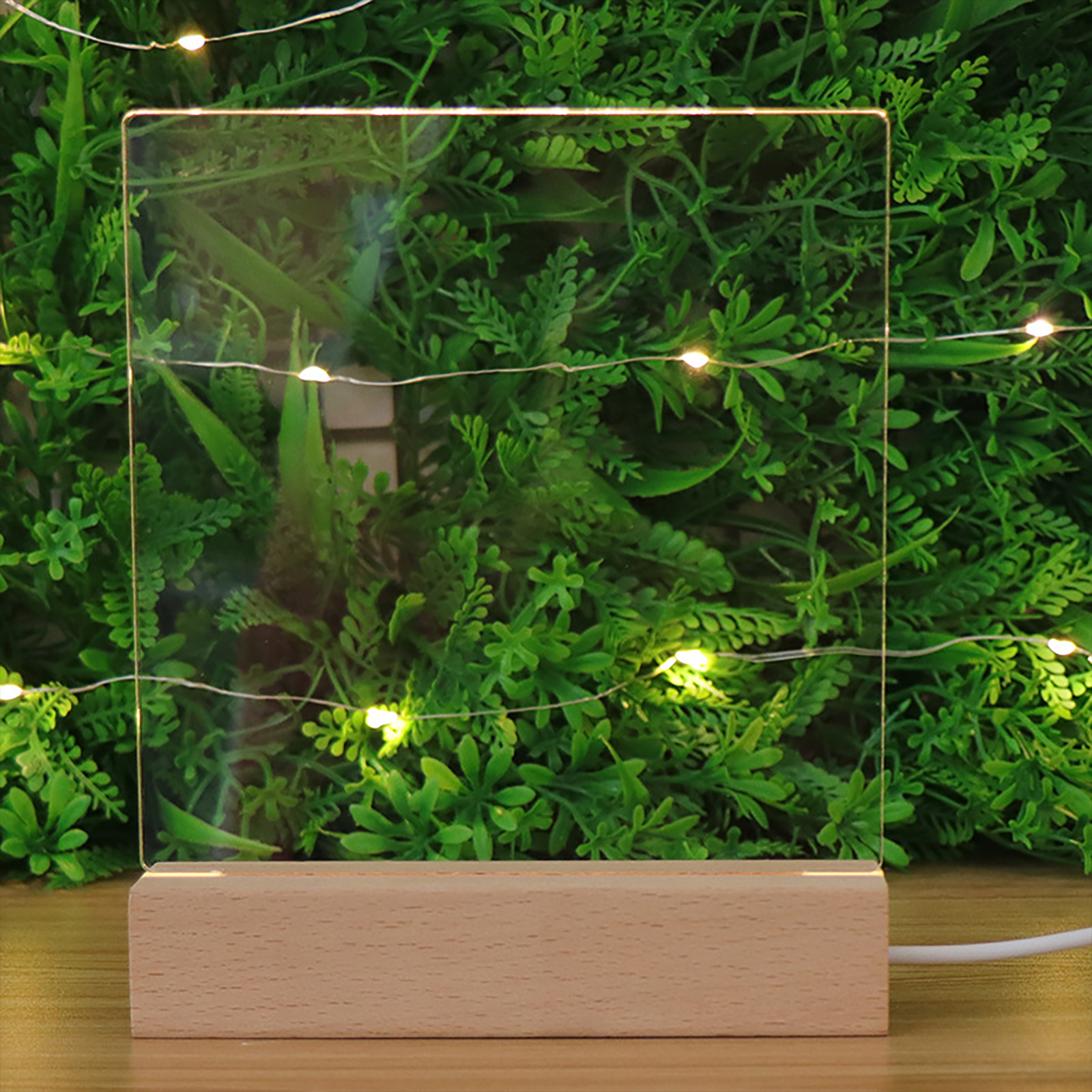 LED Wood Display Base-Rectangle Crystal USB Lighted Stand for Resin Art LED Display USB Lighted for Resin Art Decor