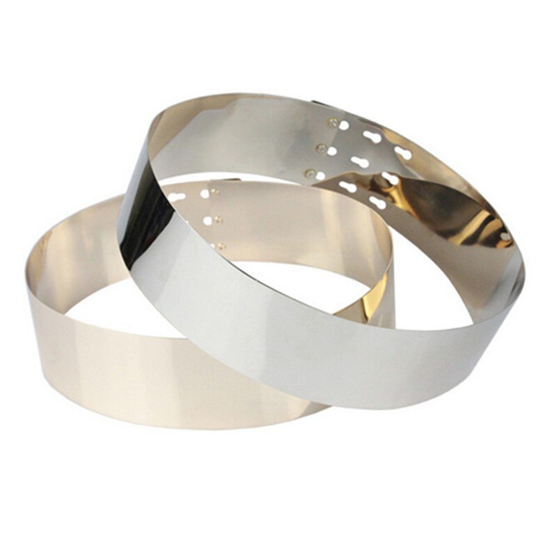 1 pieza/lote, cinturón de 7cm de Metal con espejo metálico, cinturones de vestido para mujer, cinturones de , cinturones Punk, dorado y plateado