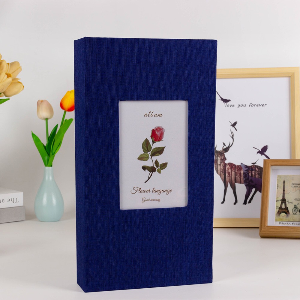 Álbum de fotos de lino con 300 bolsillos, tipo entrelazado sin cordones, almacenamiento de fotos de 6 pulgadas, álbumes de fotos para fotos de 4x6cm y 6 pulgadas, 1 Uds.: Morado