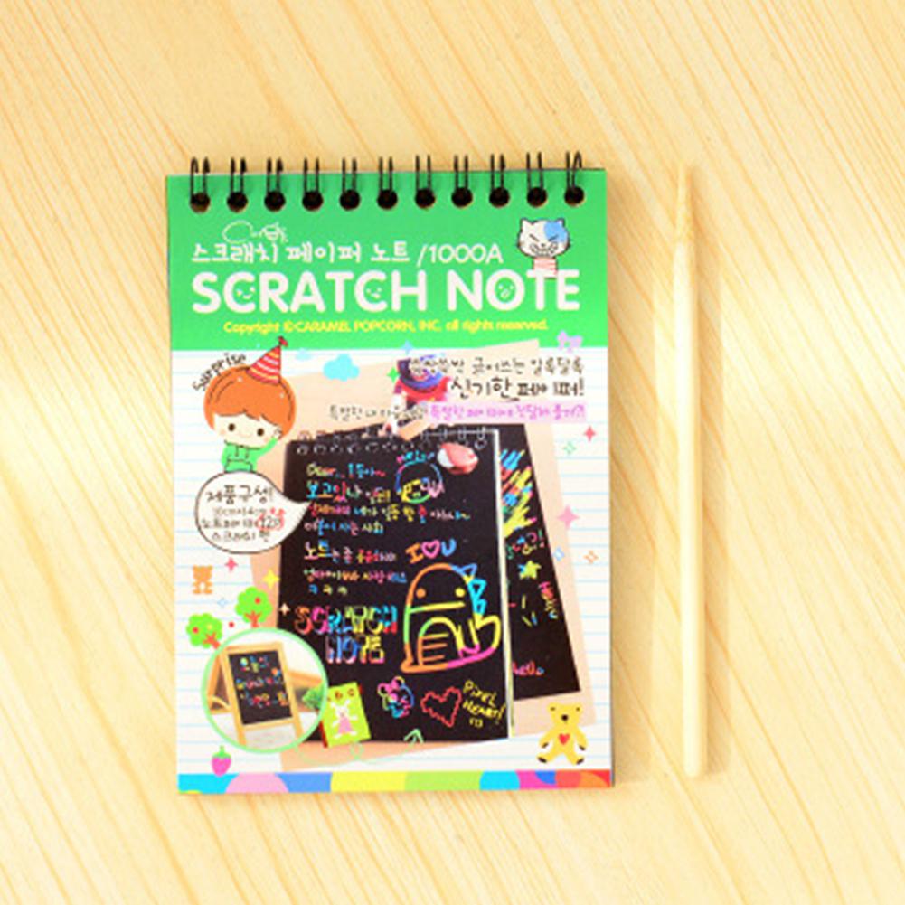 1 stuk Kleur Scratch Note Creatieve Zwart Karton DIY Draw Schets Notities voor Kinderen Speelgoed Schetsboek Schoolbenodigdheden Speelgoed met pen