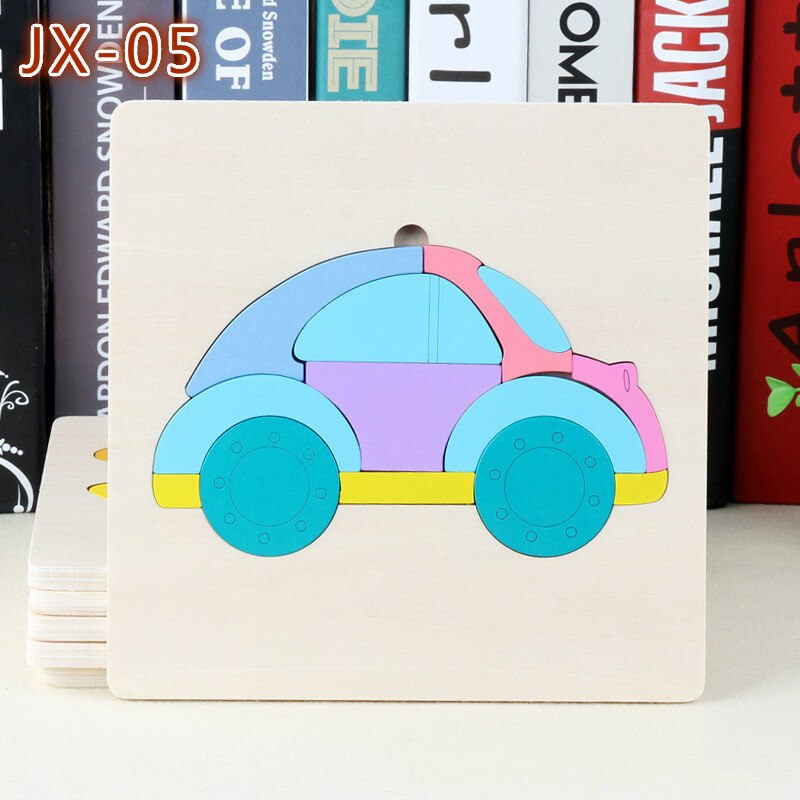 Intelligence Kids Toy Wooden 3D Puzzle Jigsaw Tangram for Children Baby Cartoon Animal/Traffic Puzzles Educational Learning