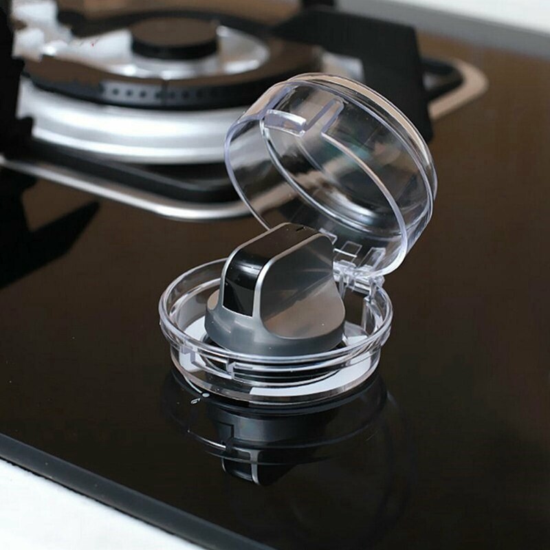 4Pcs Universal Kitchen Stove Knob Covers Protection Locks Clear for Child Safety