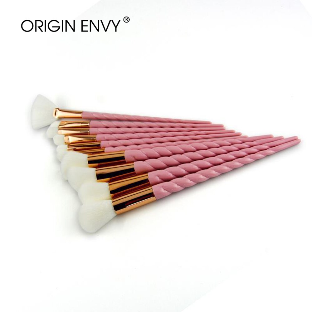 ORIGIN ENVY 10 Uds multifunción unicornio brocha de maquillaje blanco Patrón En Espiral pinceles de maquillaje en forma de cuerno brocha para cejas brocha para sombra de ojos