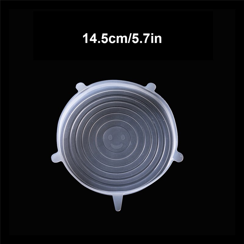 6 Piece Kitchen Retractable Silicone Cover Microwave Oven Cover Universal Food Preservation Refrigerator Cookware Reusable: 1pc 5.7in