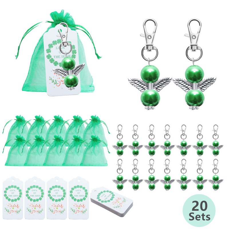 Porte-clés ange gardien en métal, 20 pièces/ensemble, pour mariage, anniversaire, Festival, aux invités