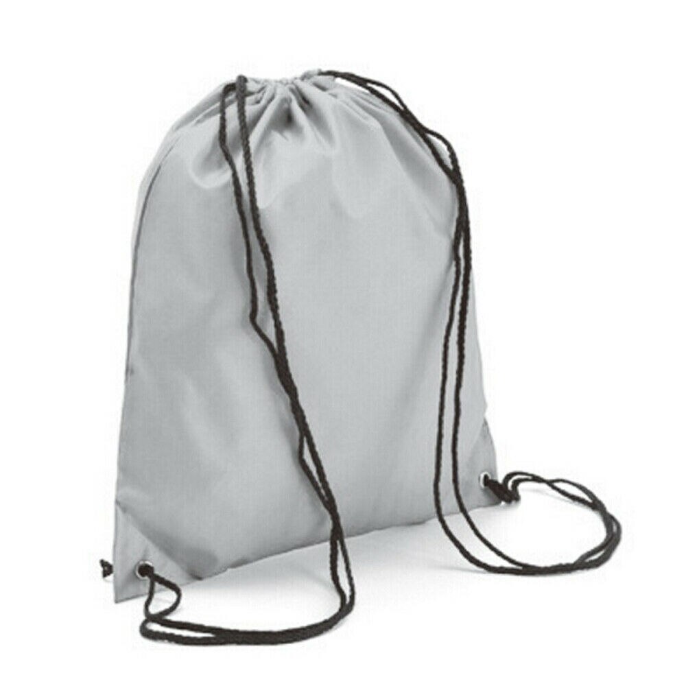 estilo! Mochila con cordón ajustable de poliéster para hombre y mujer, saco con cincha para el gimnasio, saco con cincha, bolso para el gimnasio y la escuela.: Gris