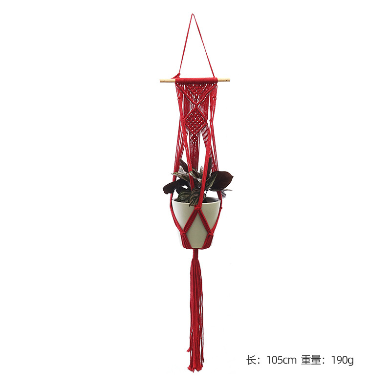 Hangende plant handgemaakte macrame plantenhanger bloempot plantenbak hanger muur decor binnenplaats tuin hangende plantenbak hangende mand: Blauw