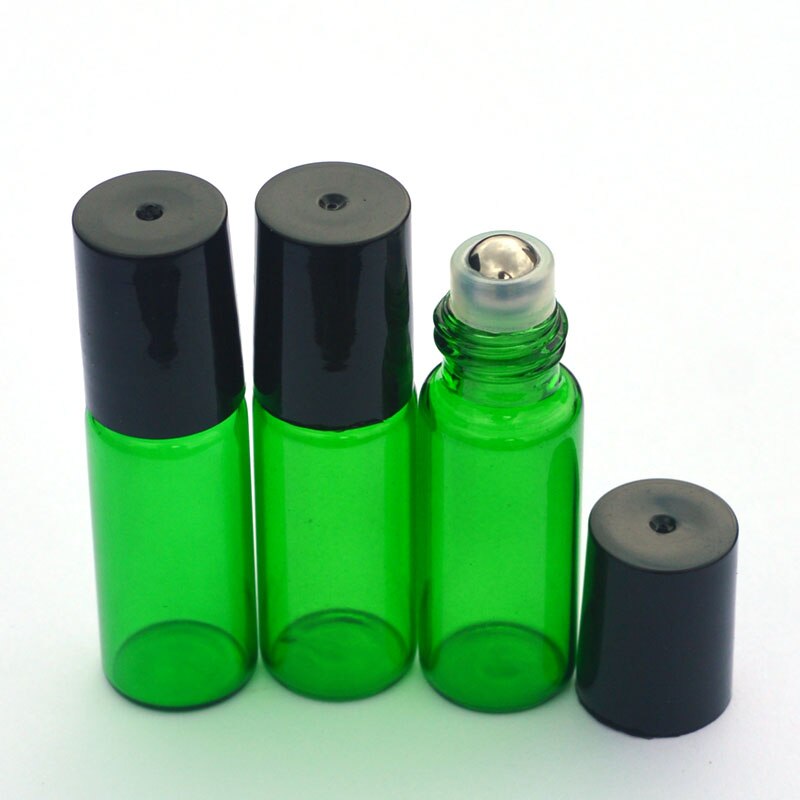 1pcs Empty Perfume Sample 1ml 2ml 3ml 5ml Green Roll Glass Bottle Essential Oil Bottle Roll-On Bottle