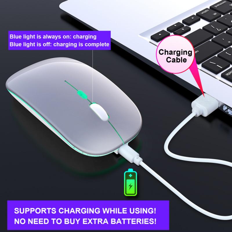 Rechargeable Computer Mouse Wireless Charging Mouse Ultra-Thin Silent Mute Mice For Home Office Notebook Mouse For Xiaomi Laptop