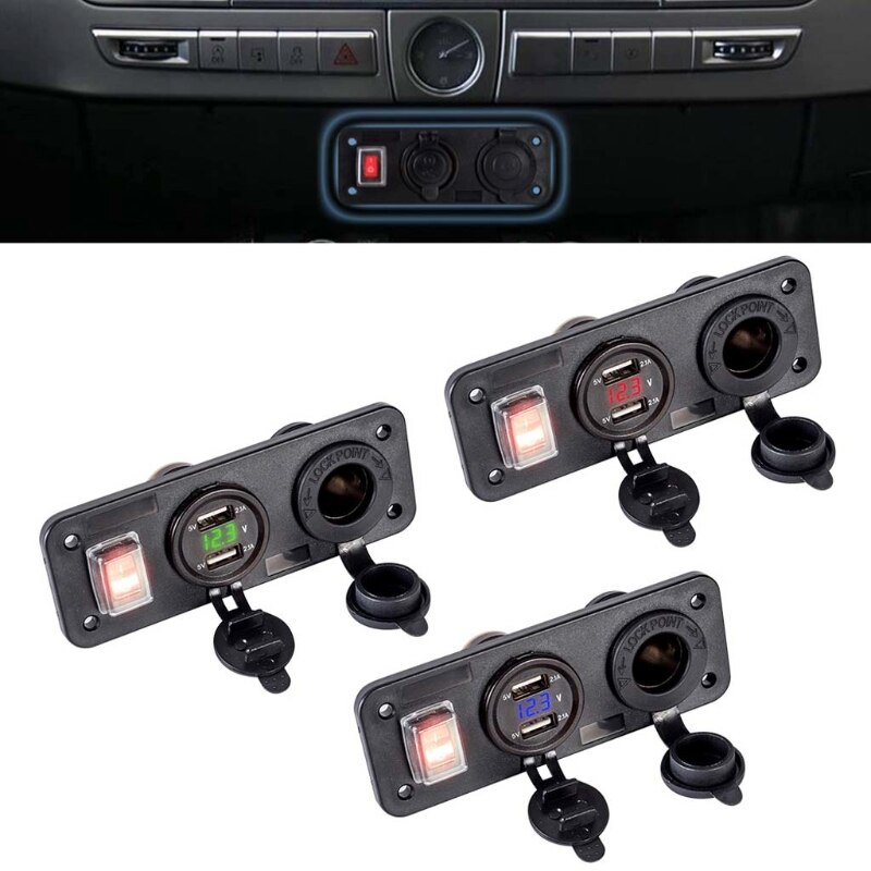 Auto Boot Truck 12V 24V 2 Usb Charger Voltmeter Schakelaar Sigarettenaansteker