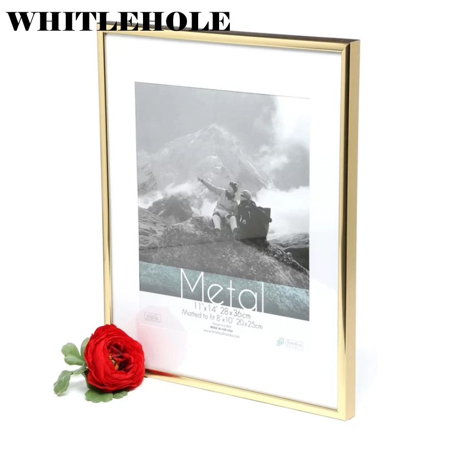 Bild Rahmen Metall Goldene Foto Rahmen Klassischen Minimalistischen Schreibtisch Dekor 9x13 13x18 21x30cm pleixglass Innen Zertifikat Rahmen