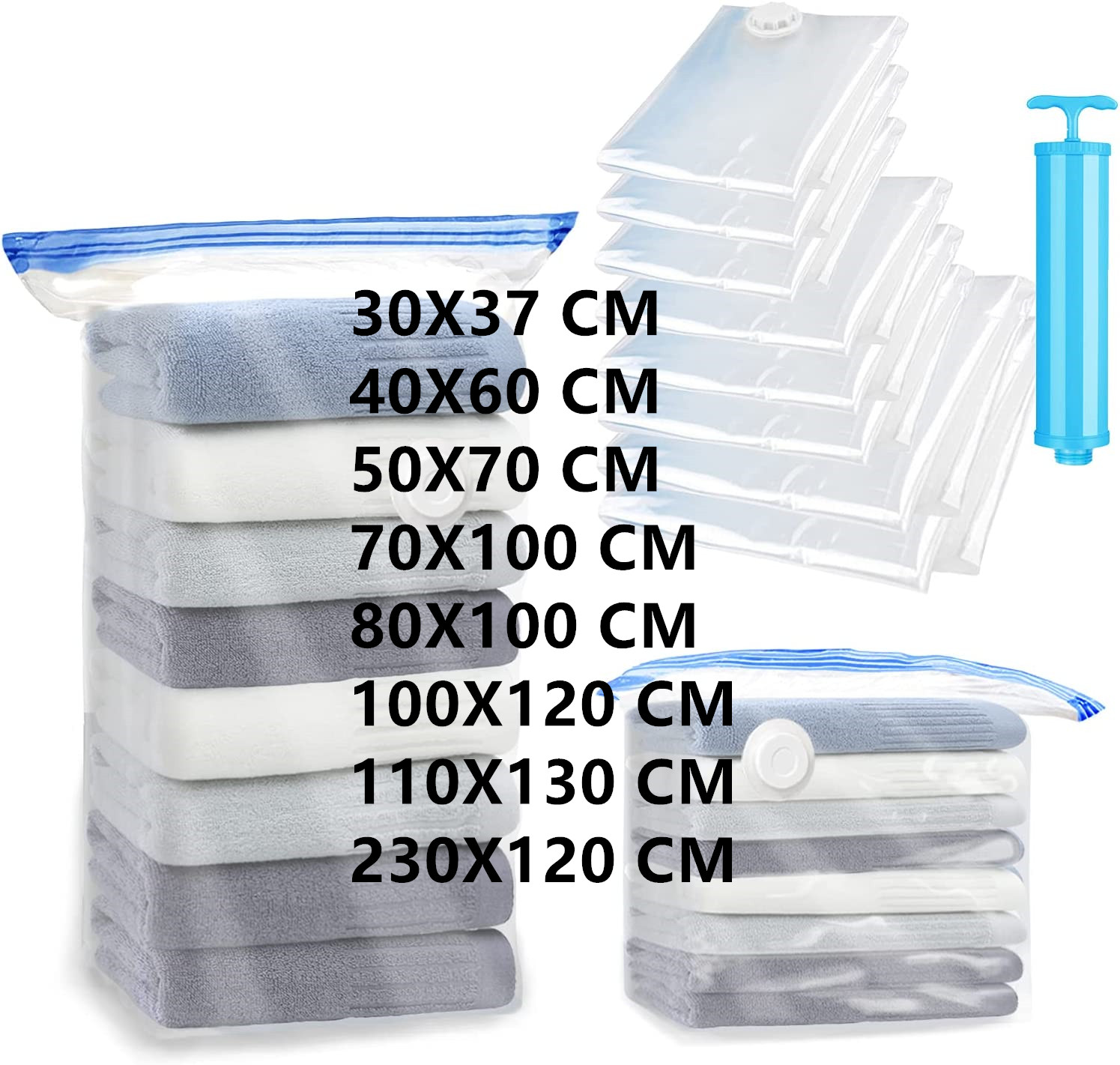 Sacchetto sottovuoto addensato per riporre gli abiti trasparenti per la casa, confezione per sacchetti salvaspazio da viaggio a compressione sigillata