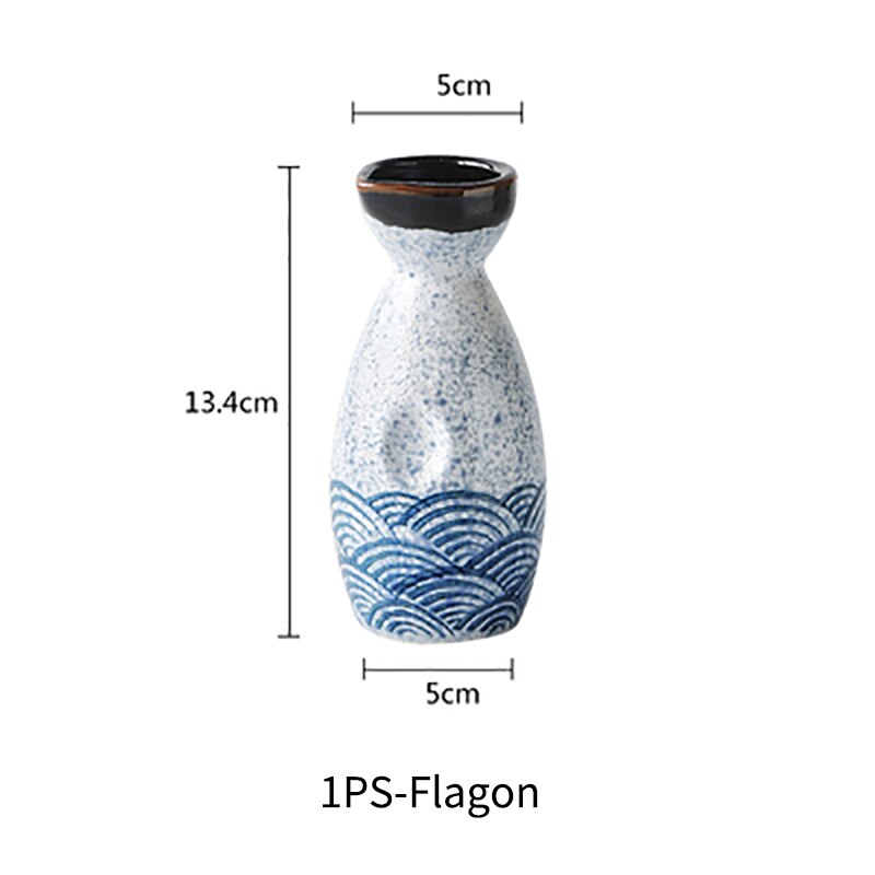 Household Sake Wineware Sea Ripple Ceramic Sake Cup Dispenser Liquor Cup Japanese Sake Shochu Kettle Set: 1pc