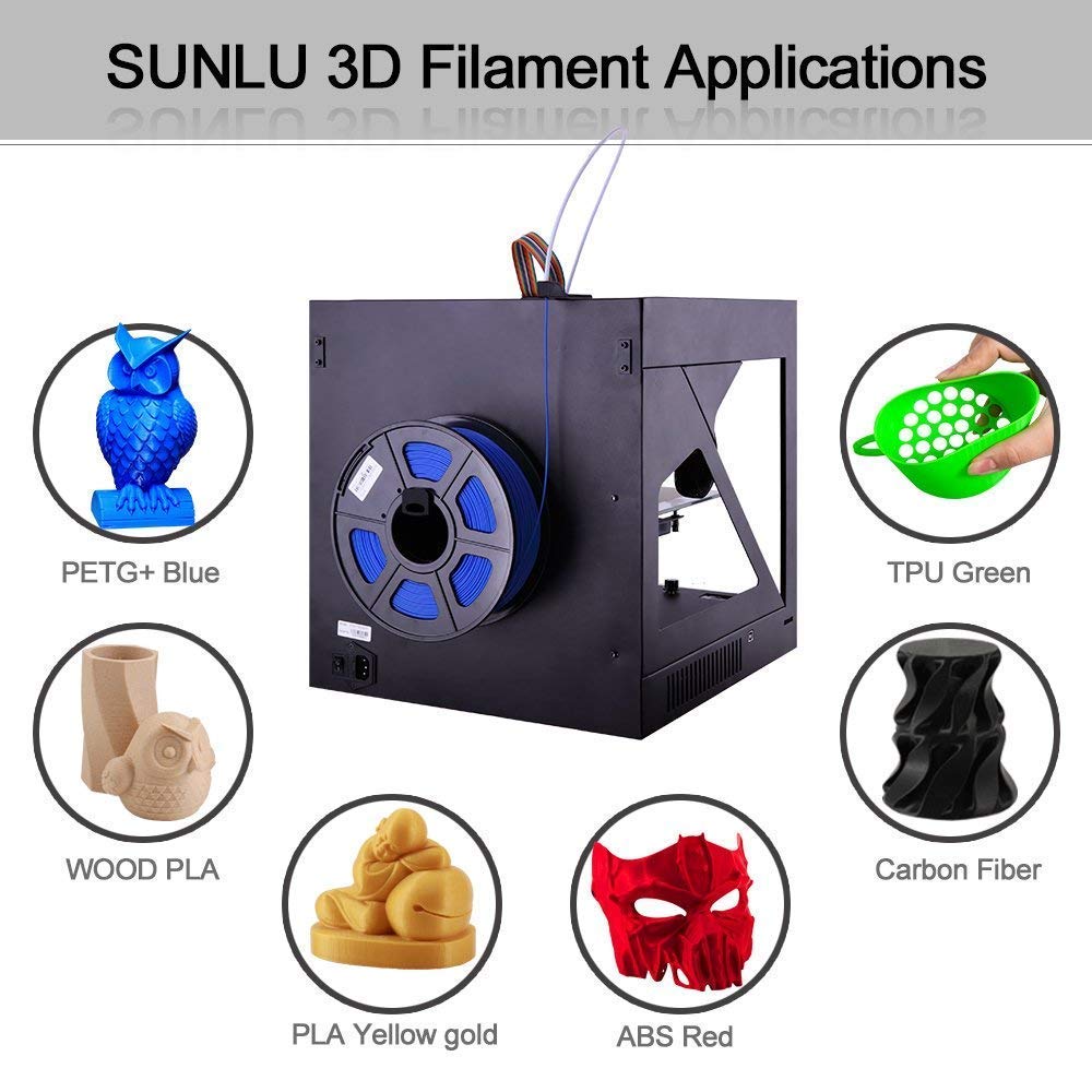 Sunlu petg filament 1.75mm 3d skrivare 1kg sublimering med 0.02 tolerans för tonåringar utforska fantasi