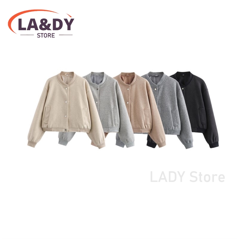 Giacca cappotto 2024 autunno donna moda sciolto monopetto colletto alla coreana femminile tinta unita Casual manica lunga tasche capispalla