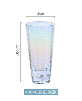 Taza Arcoiris de cristal martillado, vaso de agua colorido, taza de vino colorida, vaso de bebida de vidrio, florero de Copa, 6 uds.: D 1pcs