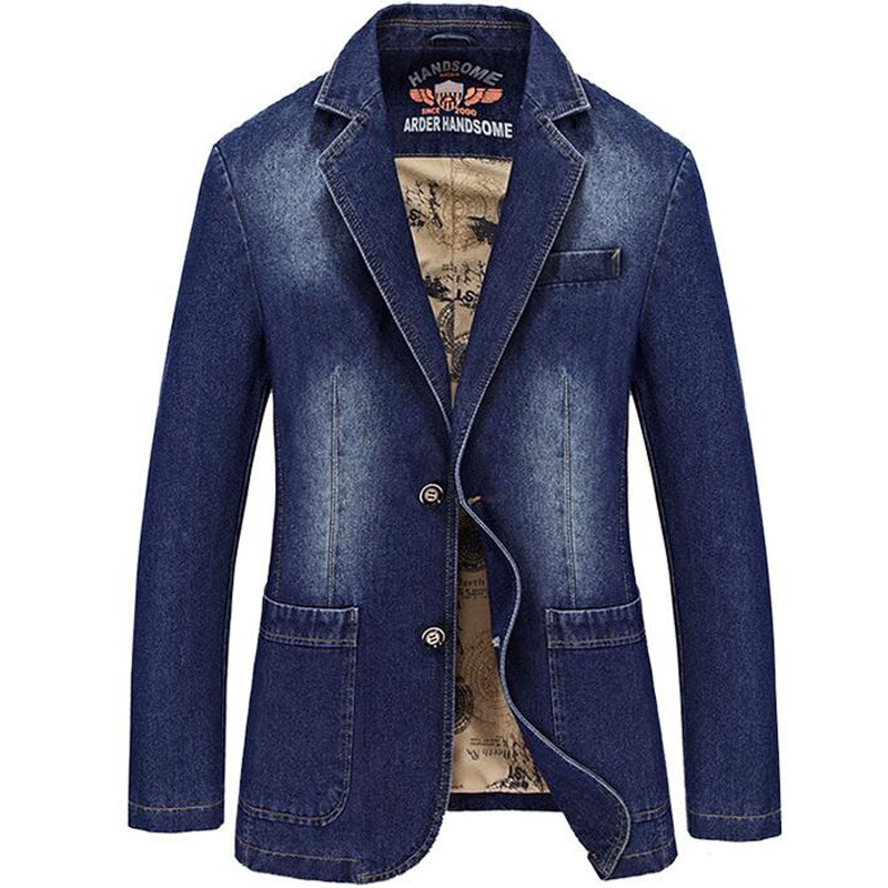 Denim blazer mænd jean blazer jakke slim fit jakkesæt til mænd casual blazer herre jakker