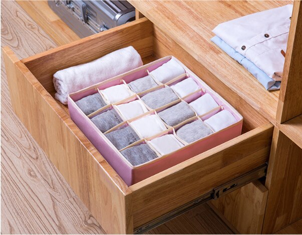 24/16/7 grid underwear/socks storage box Collapsible Underwear Storage Basket Cloth Box Detachable Sorting Elastic Split Holder