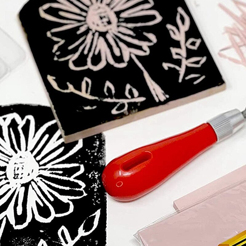 Juego de bloques de goma para tallar sello, herramientas de corte, sellos de goma para impresión, impresión, 5 uds.