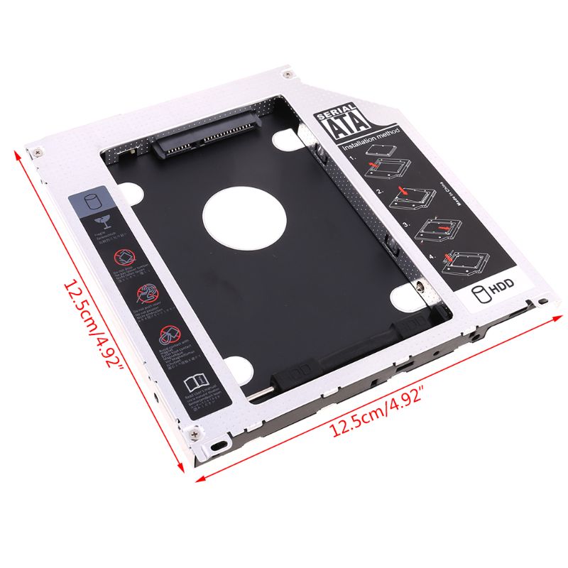 Second HDD Caddy SATA 2.5\" HDD SSD 9.5mm Enclosure For Apple Macbook DVD ROM K43B