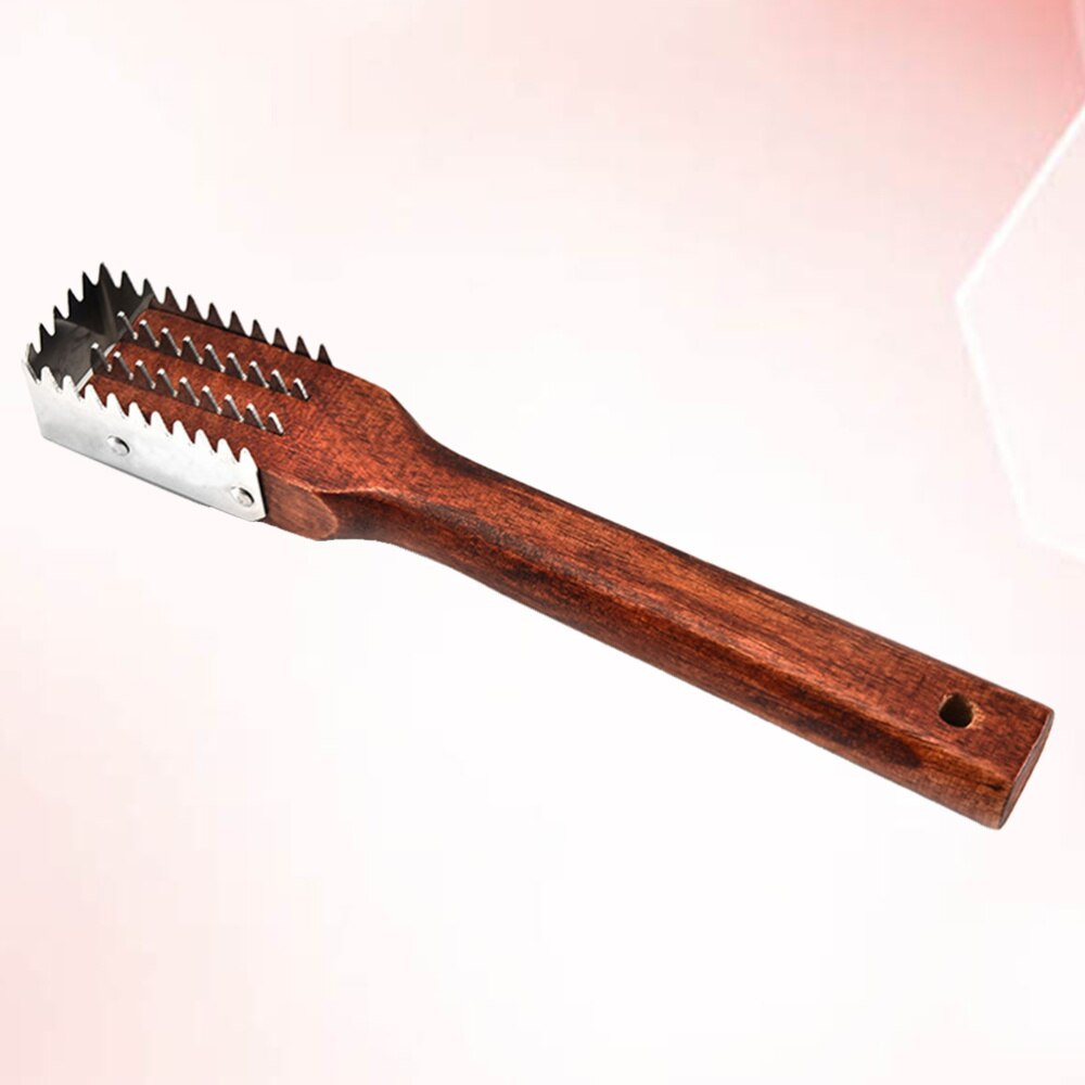 Stainless Steel Fish Scale Scraper Rosewood Handle Scale Remover Handheld Fish Scraping Brush Kitchen Tool: Default Title