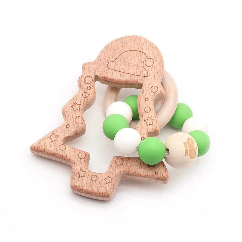 bambino di Cura Braccialetto di Legno Massaggiagengive Perline in silicone Dentizione Braccialetti di Cura di Legno di Legno Sconcerta Passeggino Giocattoli Del bambino Teether Giocattoli Regalo: 12