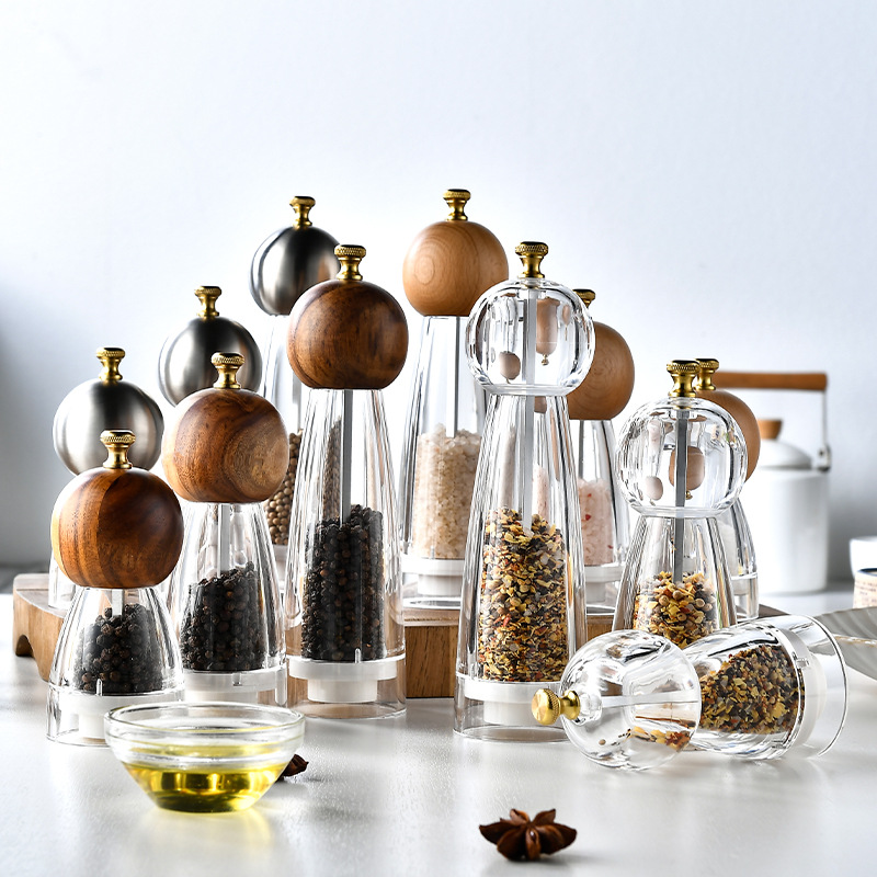 5/6/8 tums manuell pepparkvarn akryl keramisk kärna peppar havssaltkvarn multifunktionell spannmålskvarnar kryddkvarnar prylar