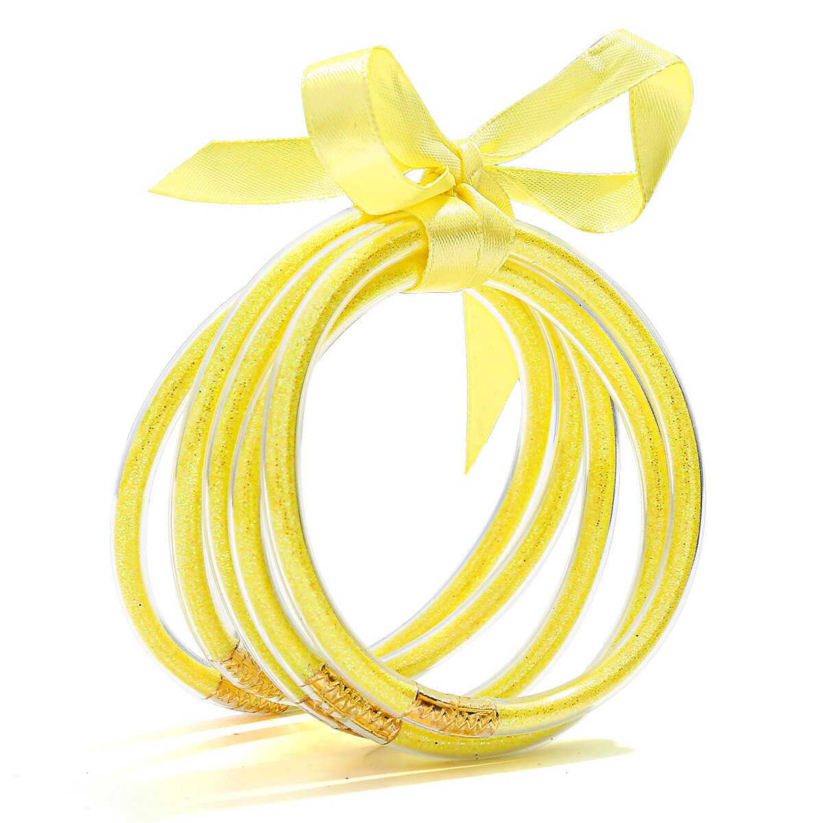 5 PCS/Set Bowknot Gold Silver Color Glitter Bangles Set All Weather Stack Silicone Plastic Glitter Jelly Bracelet: KFB1870-12