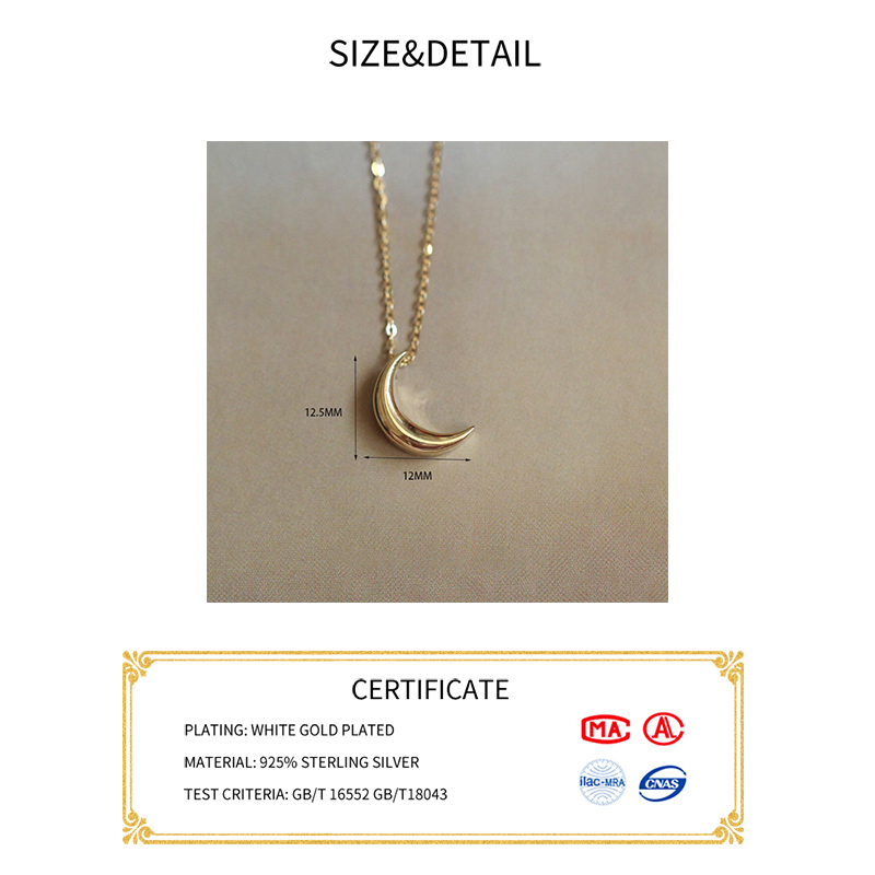 INZATT Real 925 Sterling Silver Moon 14K Gold Choker Necklace For Women Minimalist Fine Jewelry Cute Accessories