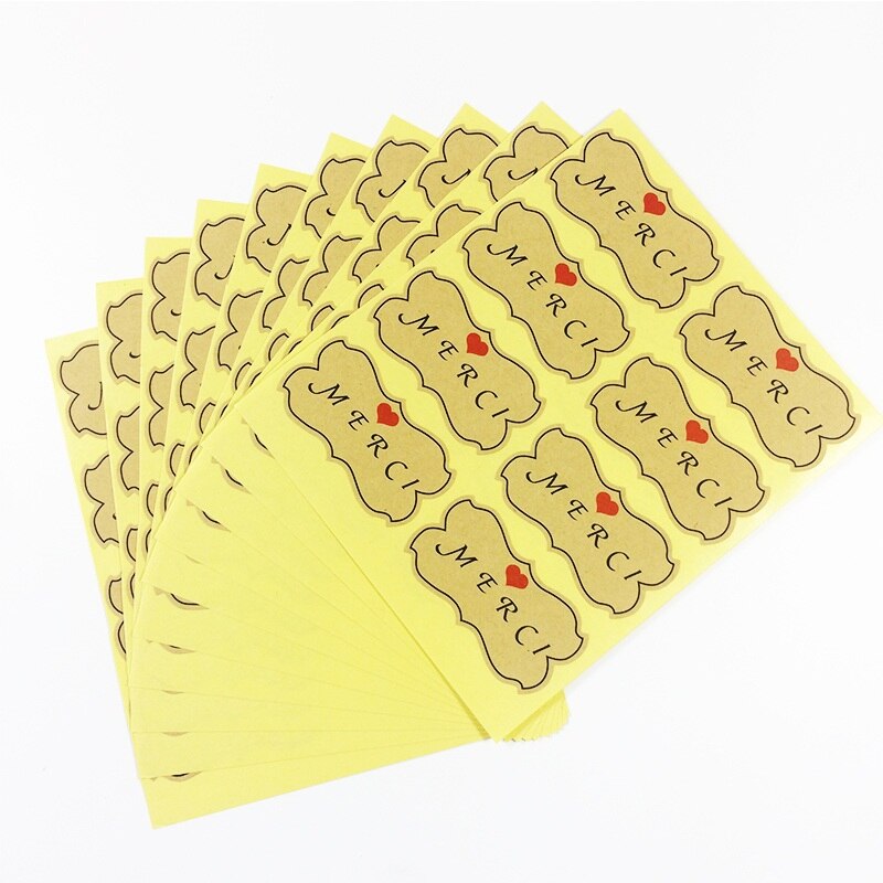 80 Stks/partij Big Size Diy Kraft Merci Seal Sticker Labels Diy Stickers Voor Wedding Party Scrapbooking Seals Labels