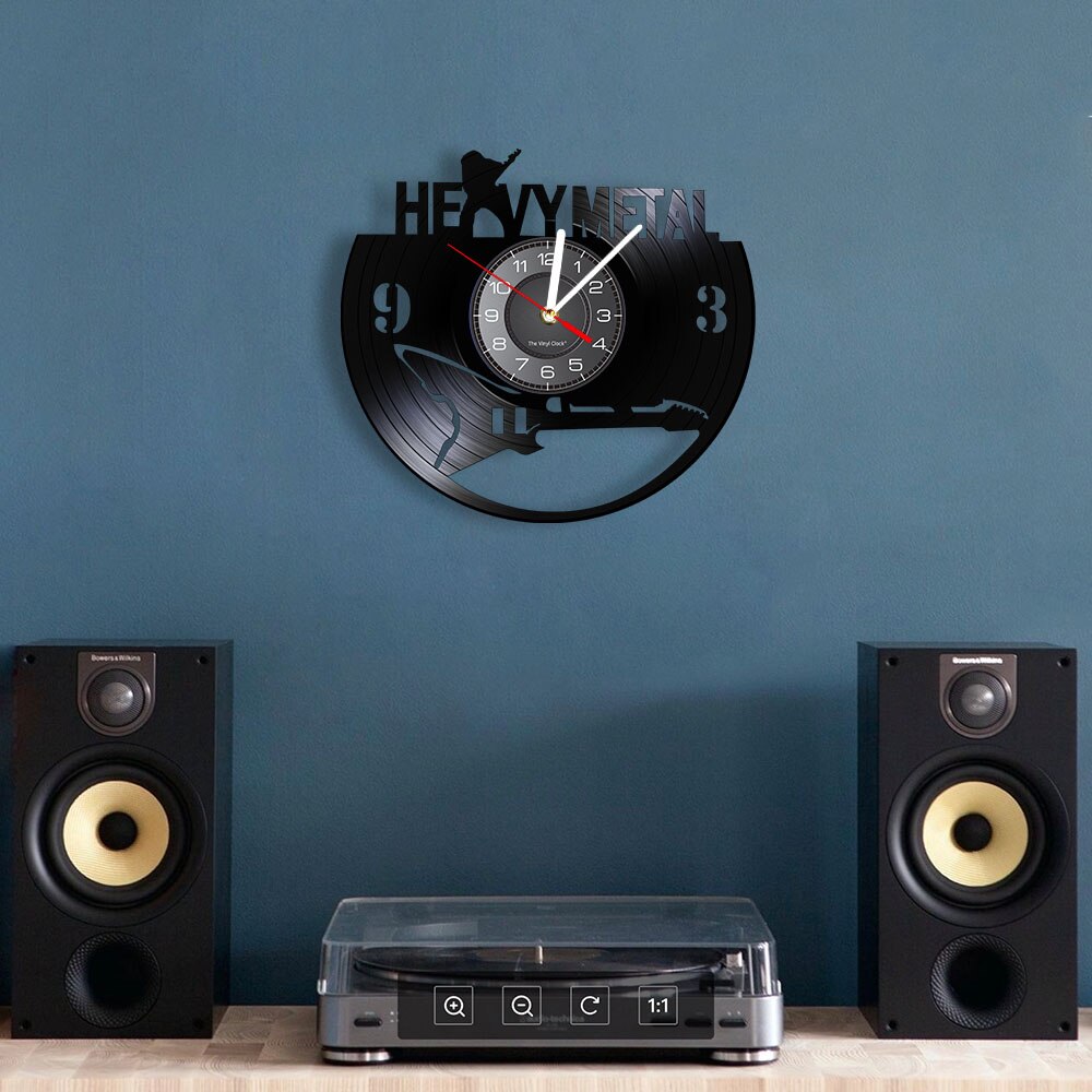 Heavy Metal-Reloj de pared Rock N Roll, moderno, con disco de vinilo, Banda Musical 3D, hecho a mano, para amantes de la música