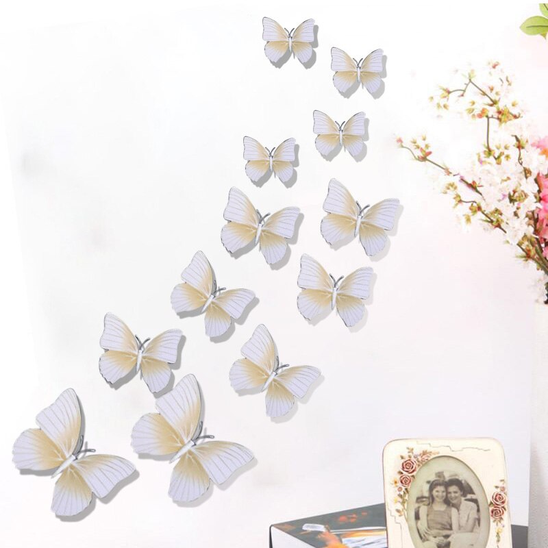 12 Pcs/set Butterfly Wall Stickers PVC Butterfly Stickers 3d Butterfli Wall Stickers DIY Self Adhesive Wall Decals Fridge Decor