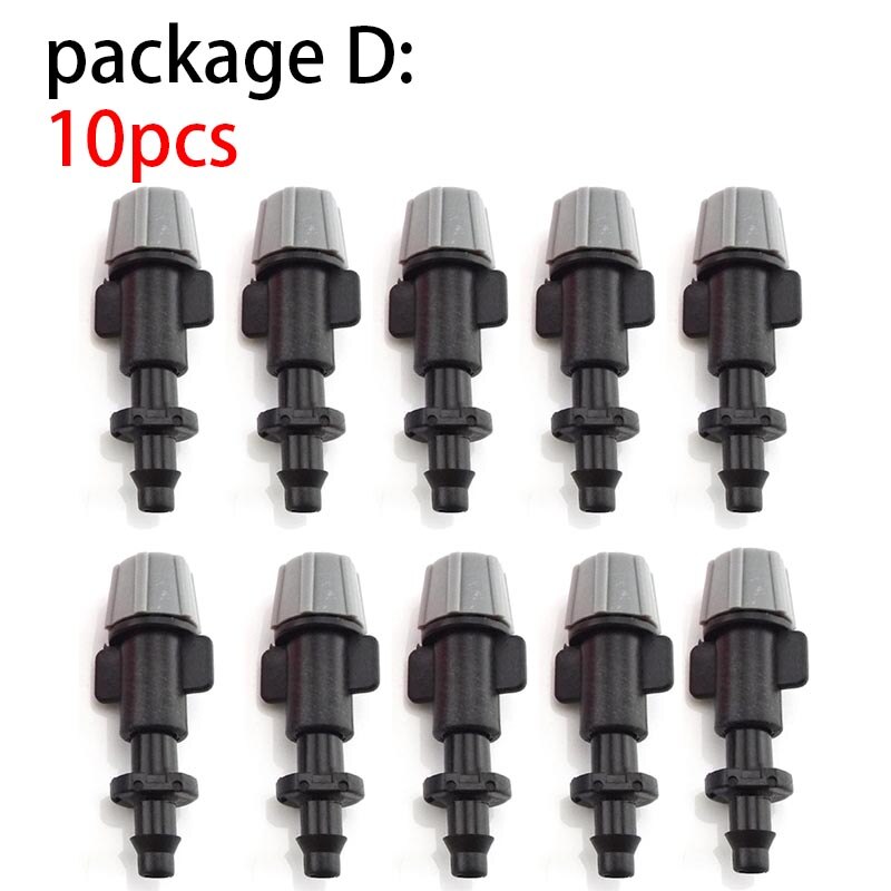 10 st 1/4 " trädgårdsvattenbevattning hängande dimma sprinkler munstycke t-shirt 4/7 slang dimma dimma sprutsatser för trädgårdsarbete växthus: Paket d