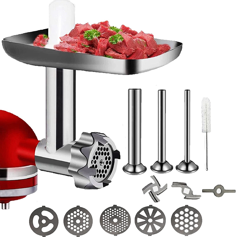 Accessoire de broyeur d&#39;aliments en métal, pour aide à la cuisine, mélangeur sur socle, accessoires de broyeur de viande, comprend des Tubes de remplissage de saucisses