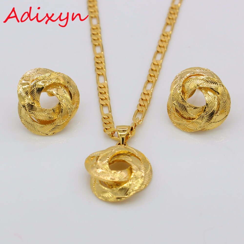 Adixyn Small Charms African Necklace/Earrings/Pendant Jewelry Set for Women/Girls/Kids Metal Russia Jewelry N01205