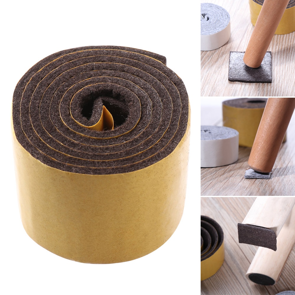 1Roll 100cm Self-Adhesive Felt Furniture Leg Pad Anti-slip Mat Floor Protector Wear-resisting Table Chair Leg Sticky Back Bumper
