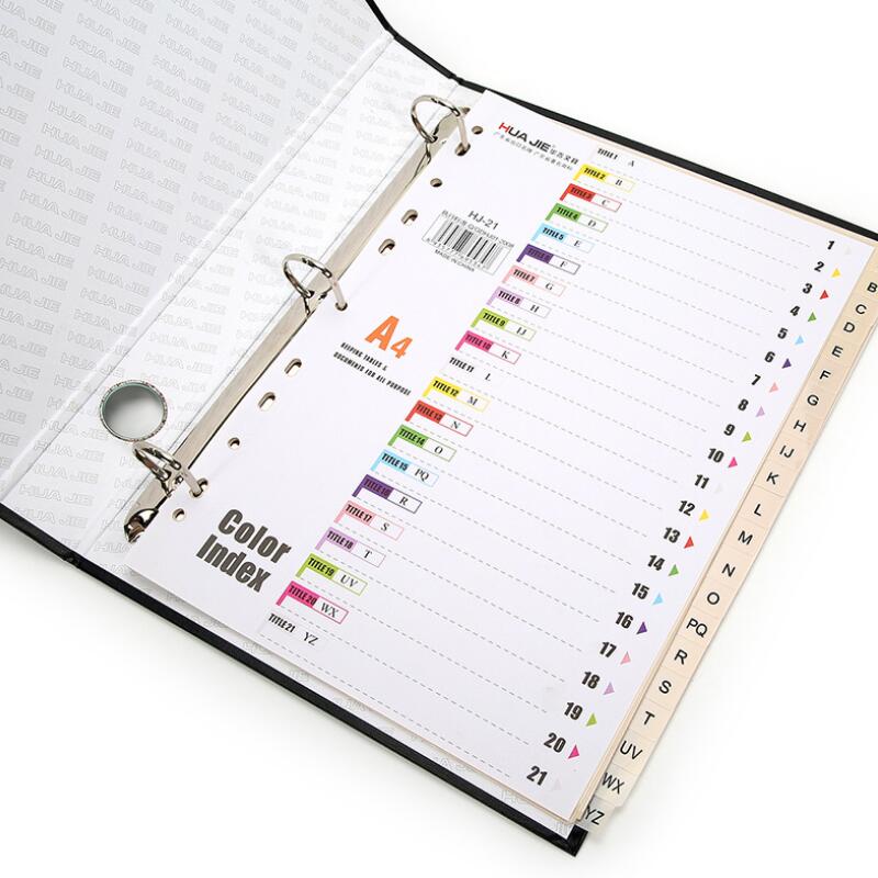 31 pages/packs 11 Holes A4 Binder Inner Page Dividers Set for Spiral Notebook Loose Leaf Index Paper Office Supplies