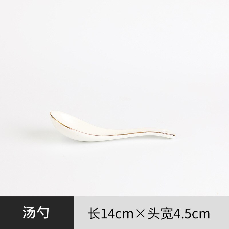 Vajilla de cerámica nórdica, juego de platos y cucharas de lujo, Phnom Penh, blanco mate, , para hogar, hotel, restaurante, ensaladera: 2PCS Spoon