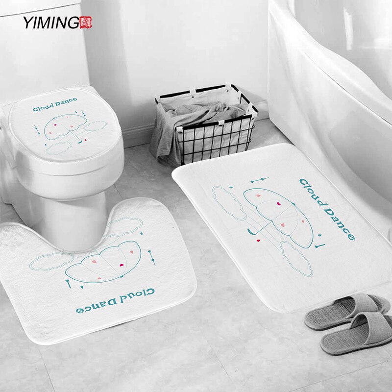 YIMING 3pcs Bath Mat Set Simple Northern European-Style Chandelier Printed Bathroom Anti-Slip Carpet Home Decoration Bath Mat: G