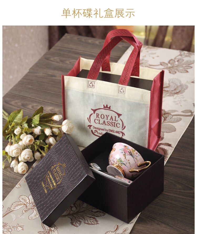 European Style Ceramic Coffee Cup Set With Saucer And Spoon High End Porcelain Tea Cup Set With Box For Afternoon Tea