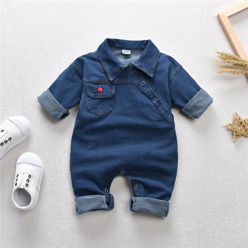 denim Vestiti Del bambino Del bambino Del Manicotto Lungo corpo e Pagliaccetti bambino Del bambino Dei Bambini Della Ragazza e Del Ragazzo Del Pagliaccetto Tute e Tute da Palestra Pantaloni Lunghi Abiti nuovo nato bambino vestiti 0-3Y